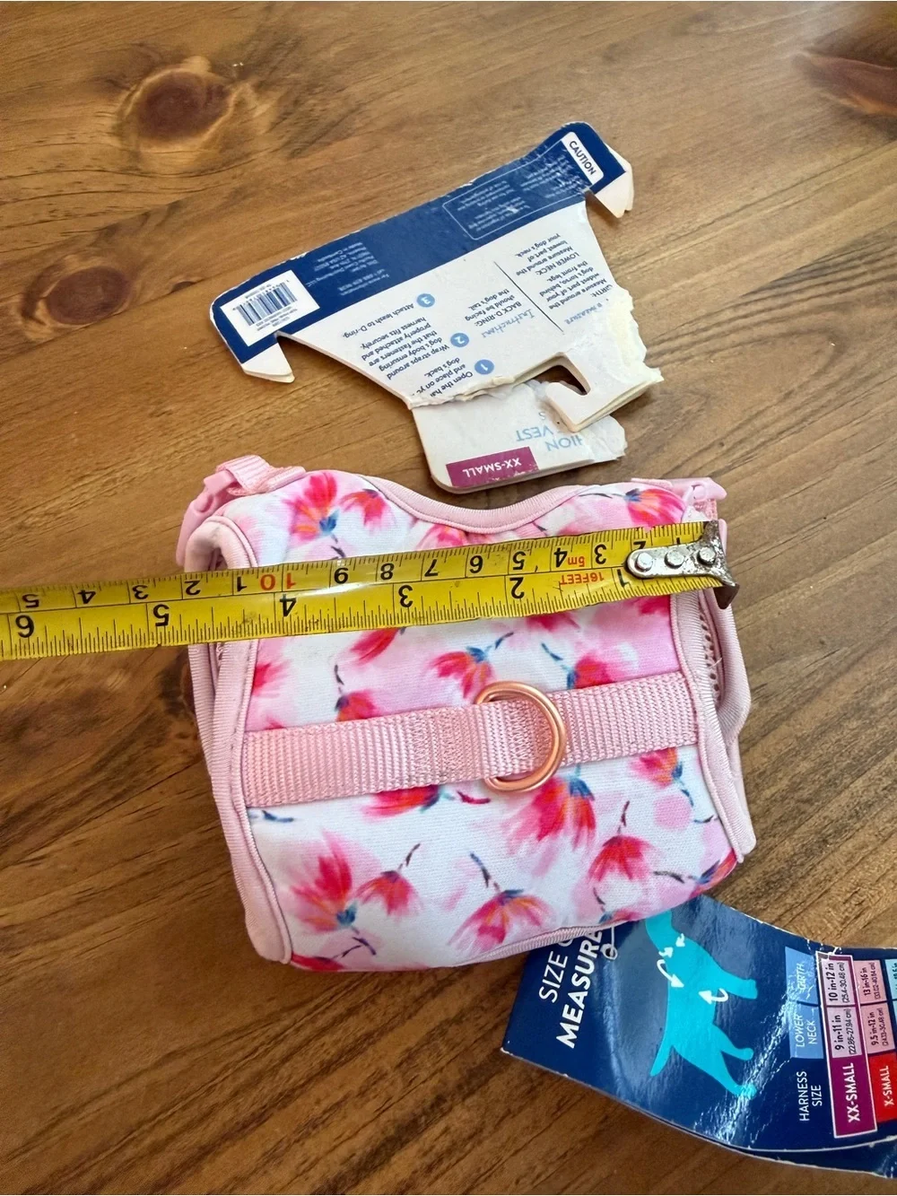 Top Paw Pink Floral Pet Harness with Rose Gold Ring